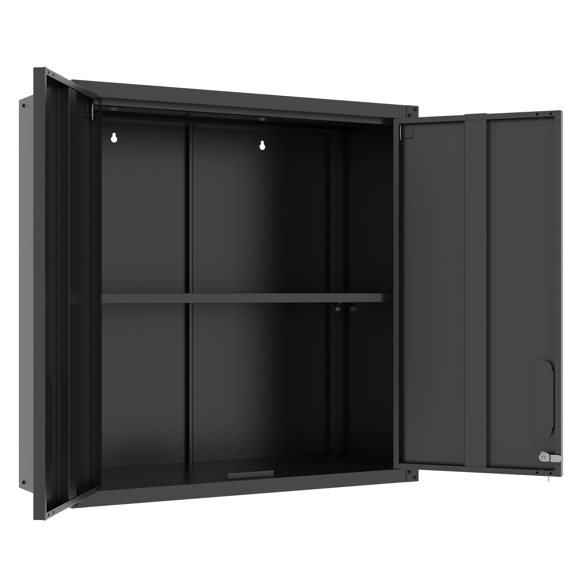 Alt View 7. LOVMOR - Metal Wall Mounted Tool Storage Cabinet with 2 Locking Doors 1 Adjustable Shelf 1 Open Drawer Requires Assembly.
