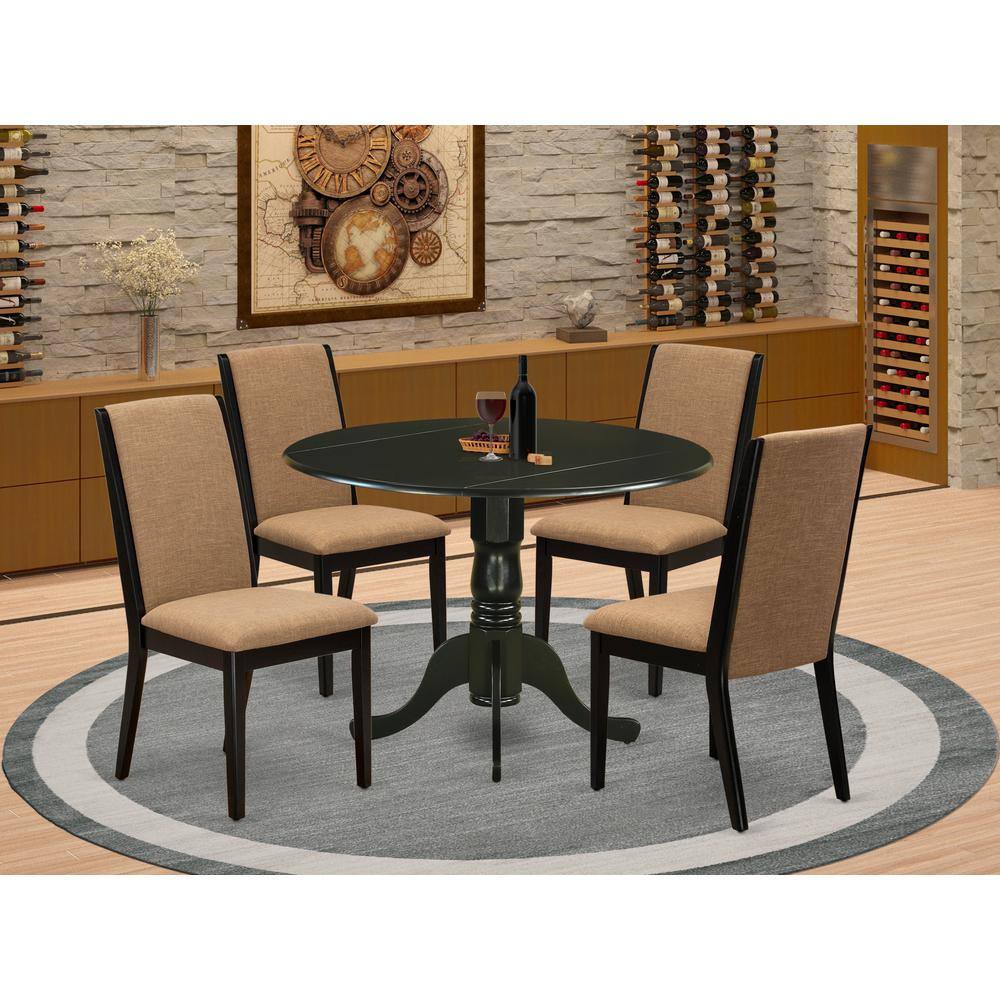 Alt View 3. East West Furniture - Dining Room Set Black - Brown.
