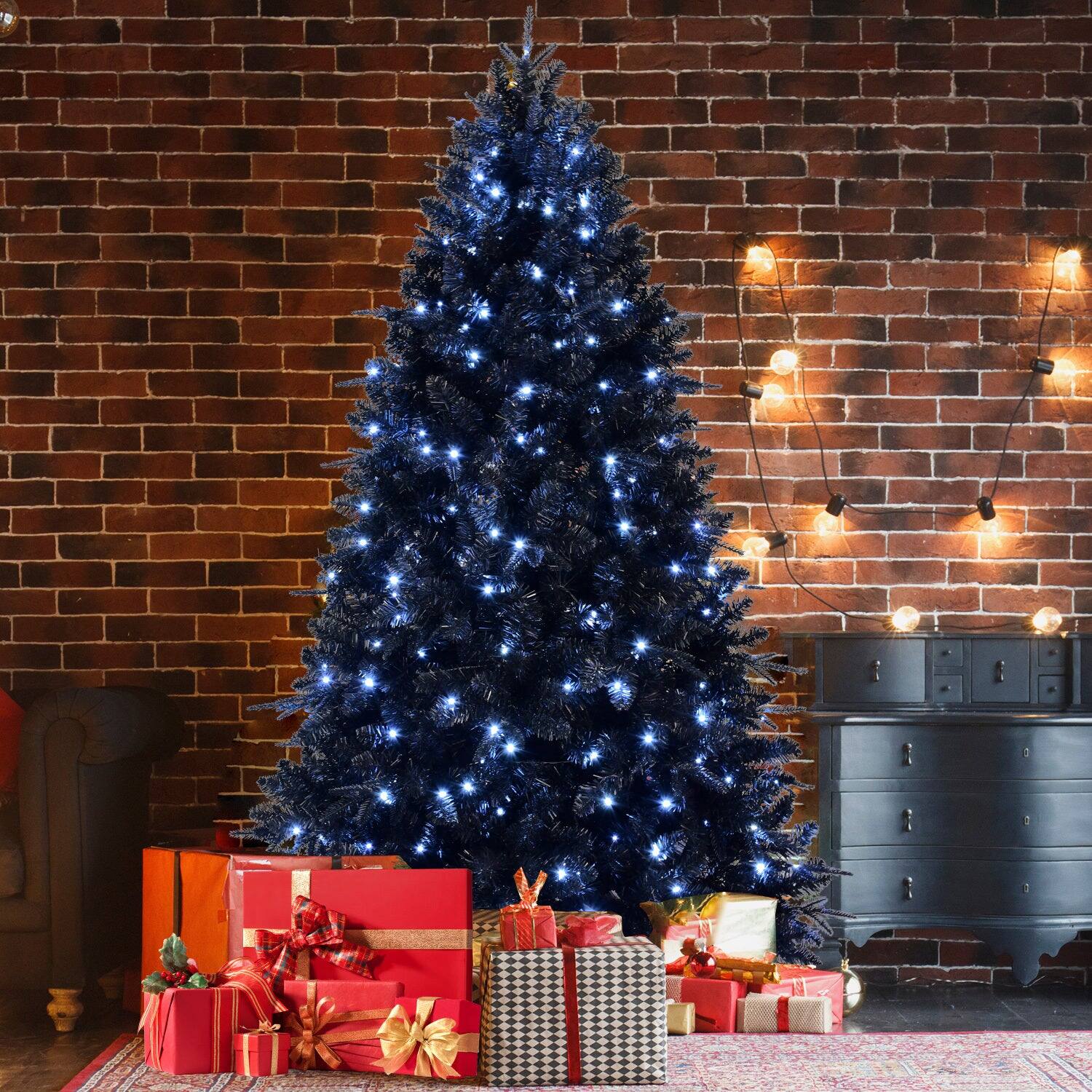 Alt View 8. BreeBe - 7.5ft Black Christmas Tree with 500 White LED Lights - Black.