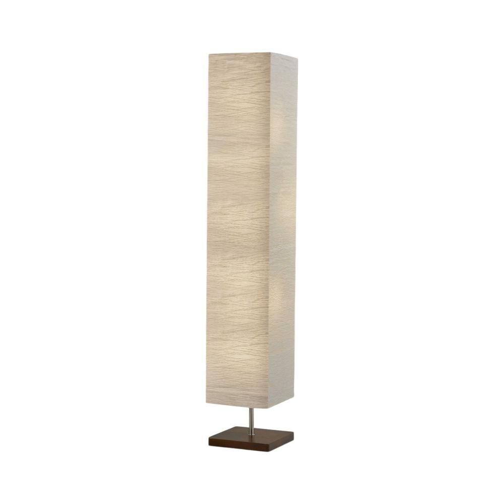 Front. Hivvago - Hivvago 57 Inch Brown And White Two Light Column Floor Lamp With White Paper Rectangular Shade - Brown, White.