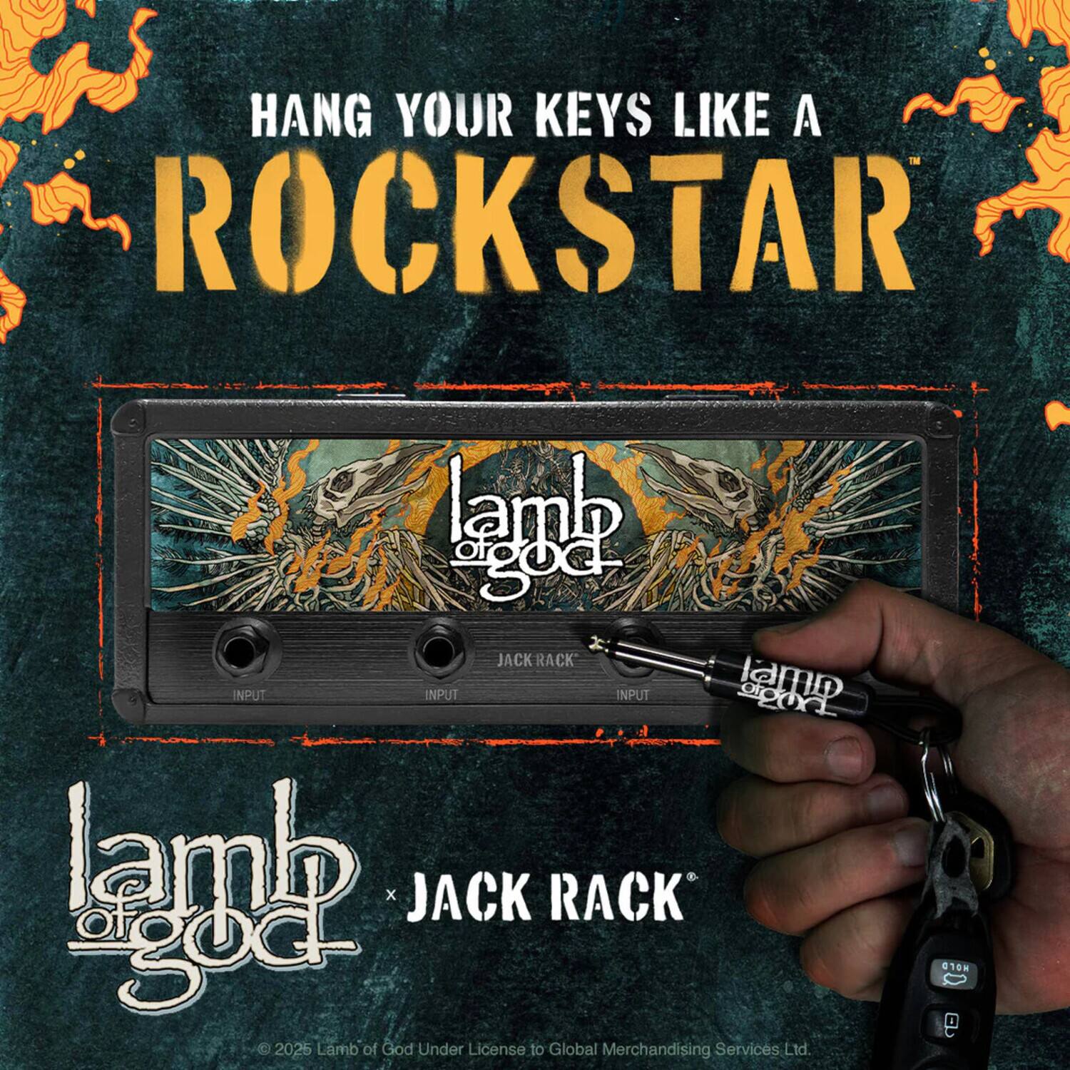 HANG YOUR KEYS LIKE A ROCKSTAR

Lamb of God x JACK RACK

© 2025 Lamb of God Under License to Global Merchandising Services Ltd.