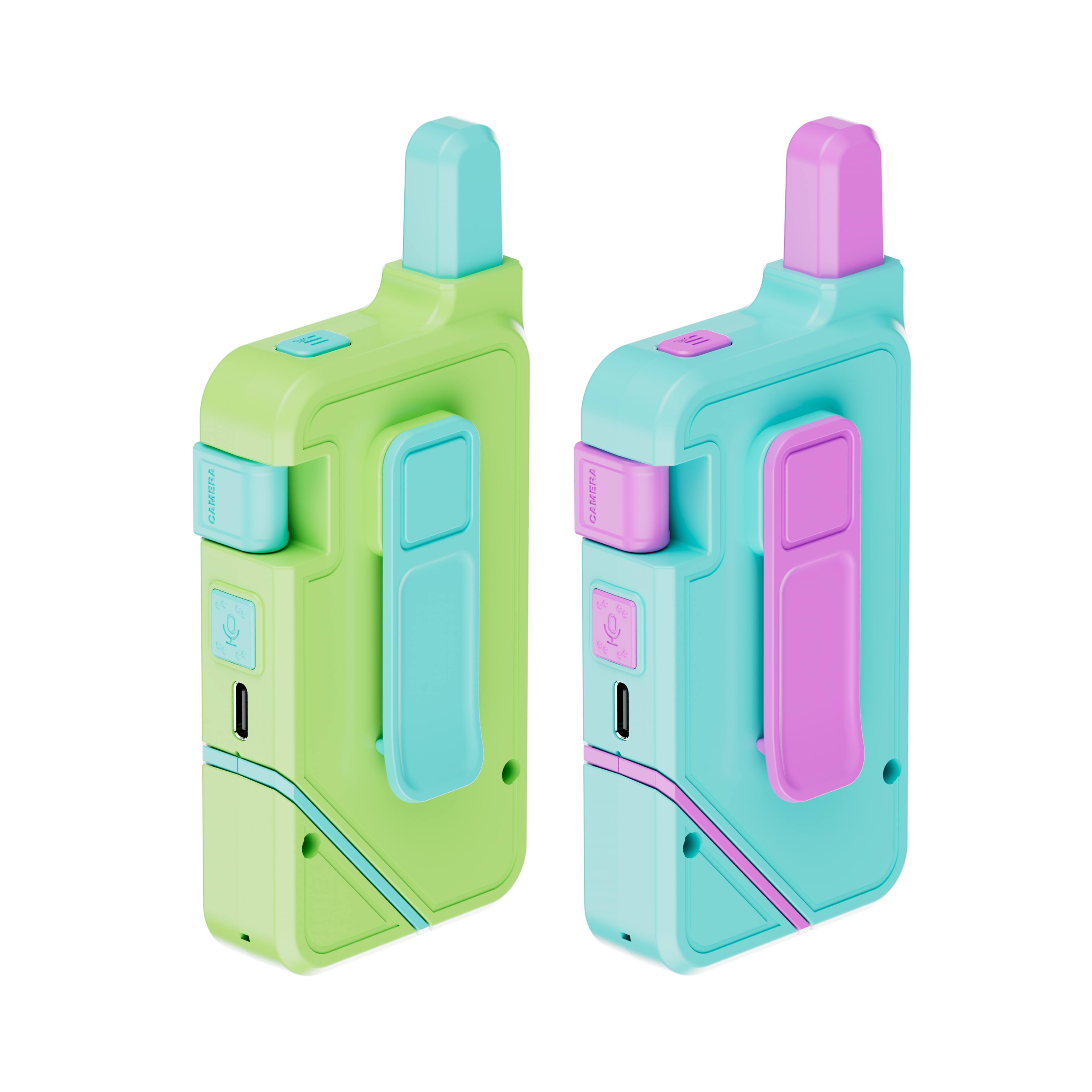 Left. Contixo - TK1 Kids Video Walkie Talkies, 2-Way Video & Voice, Camera, Flashlight, Voice Changer, SOS Alarm - 2 Pack - Blue, Green.