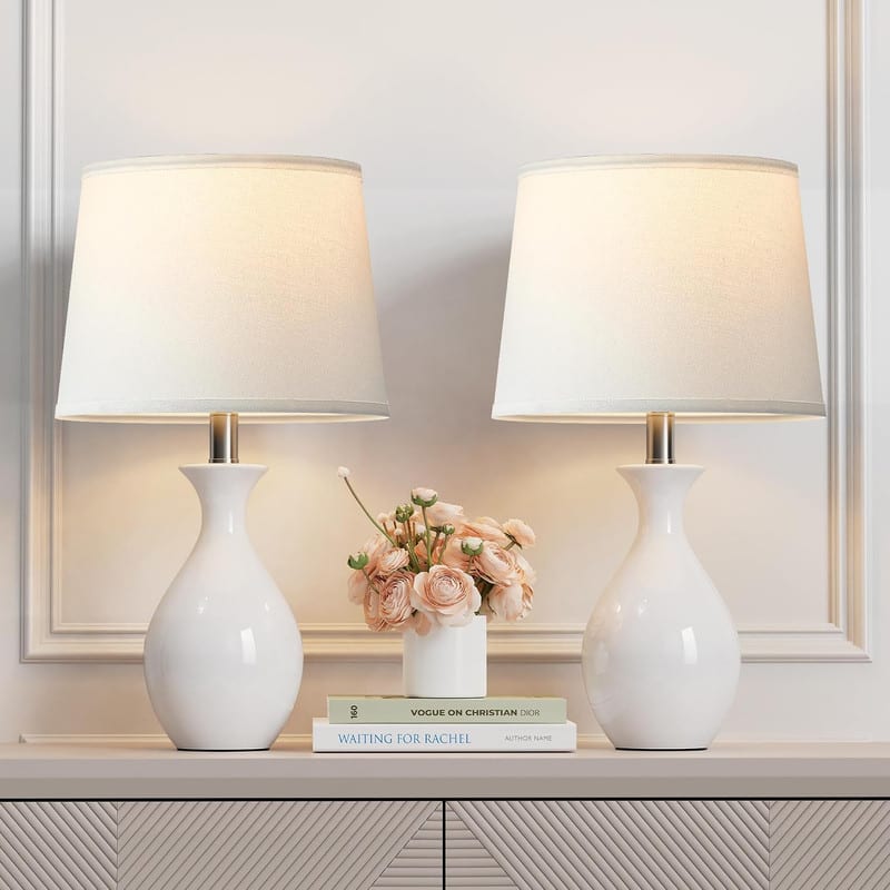 partphoner - Modern Ceramic Bedside Lamps - White