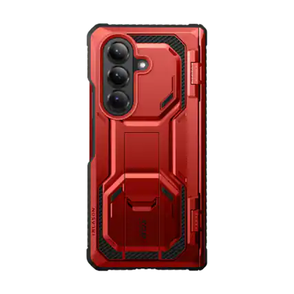 Front. i-Blason - i-Blason Armorbox Case for Samsung Z Fold7 – Kickstand, Screen Protector, Military-Grade - Metallic Red.