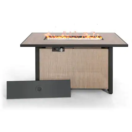 Front. Nuu Garden - Outdoor 43'' Fire Pit Table, 50,000 BTU Propane Fire Pit with Lid - light brown.