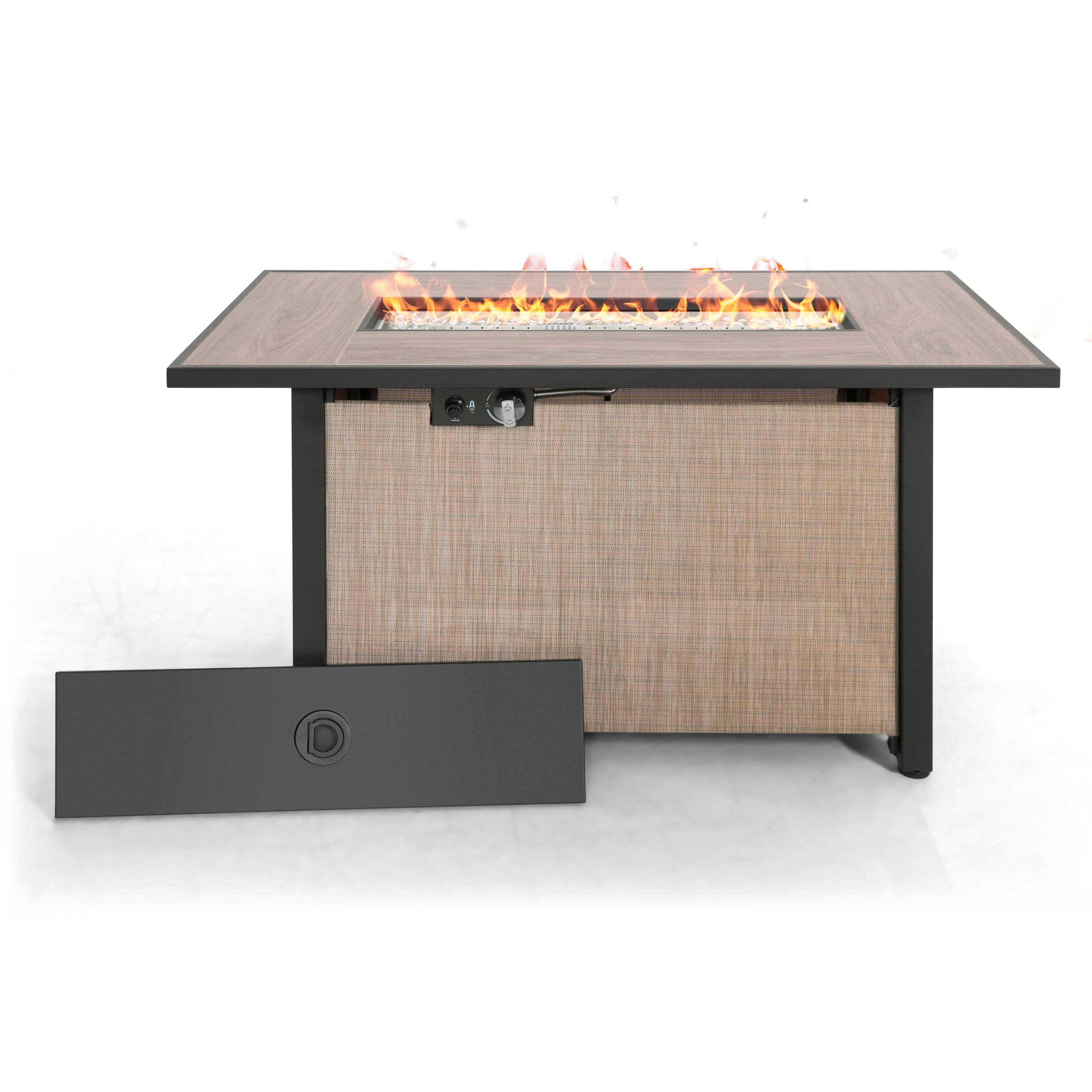 Front. Nuu Garden - Outdoor 43'' Fire Pit Table, 50,000 BTU Propane Fire Pit with Lid - light brown.