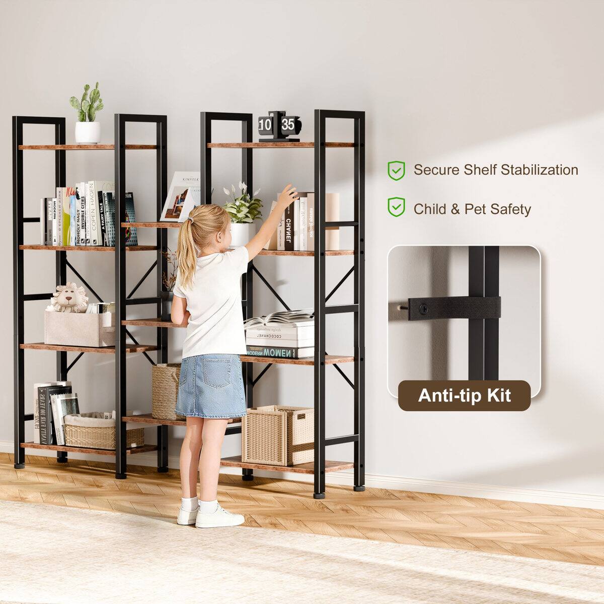 10 35 I I  Nan SER SEVIA Hena COPE  i dio  - CeC JBAHD | I Secure Shelf Stabilization Child & Pet Safety PR DE WOMEN PAT ER 2YTA  Anti-tip Kit