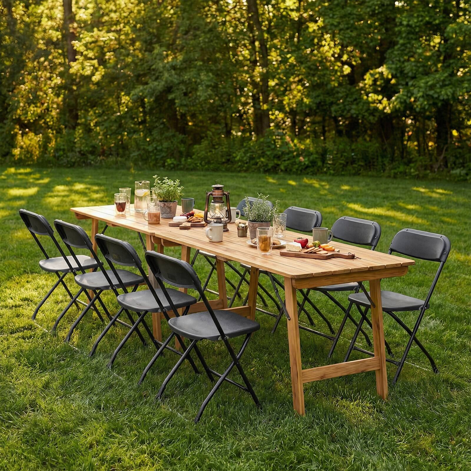 Alt View 1. Sweetcrispy - 10 Pcs Black Portable Folding Chairs with Metal Frame, Stackable Chairs for Indoor/Outdoor Use - Black.