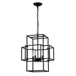 APRILSOUL - 4-Light Metal Lantern Tiered Pendant Hanging Light Fixtures Farmhouse Adjustable Height E12 Bulbs Not Included
