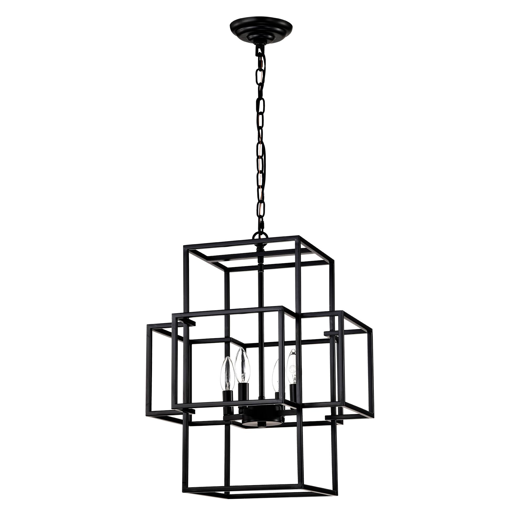 Front. APRILSOUL - 4-Light Metal Lantern Tiered Pendant Hanging Light Fixtures Farmhouse Adjustable Height E12 Bulbs Not Included.