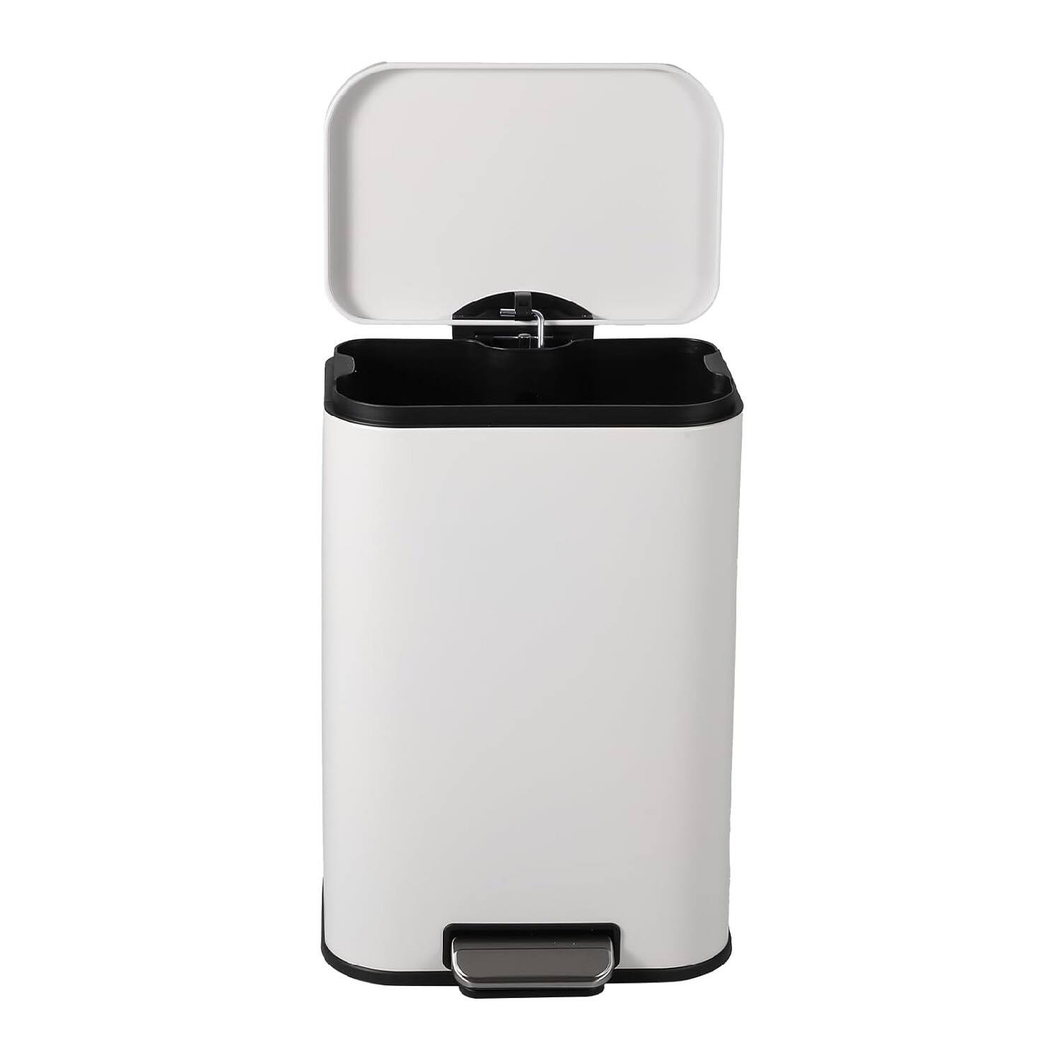 Front. GARVEE - 30 Liter / 8 Gallon Soft-Close, Smudge Resistant Trash Can with Soft-Close Lid - White.