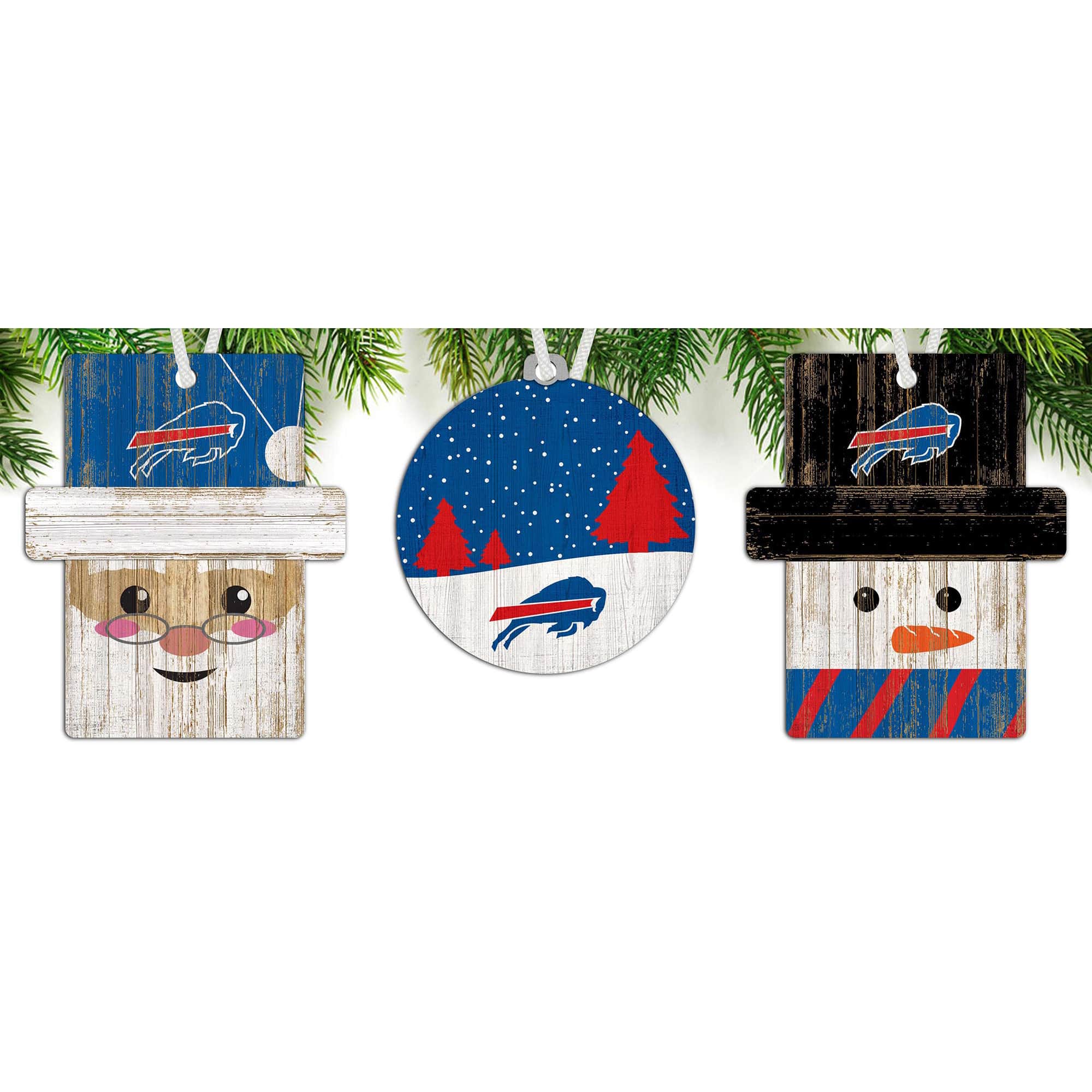 Front. Fan Creations - Buffalo Bills 3-Pack Ornament Set - Multicolor.