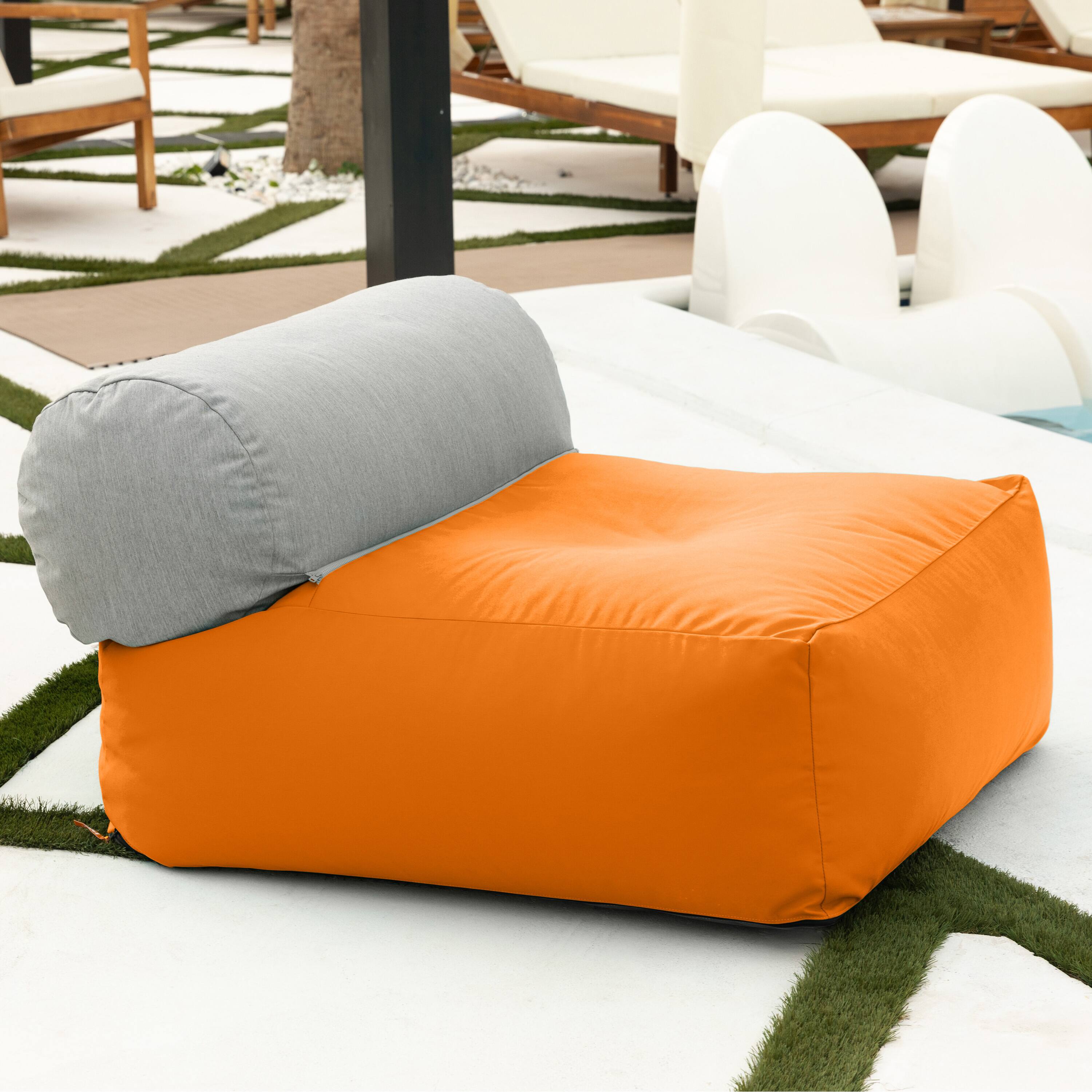 Alt View 2. Jaxx - Jaxx Tybee Large Outdoor Lounge w/ Bolster - Sunbrella Tangerine - Tangerine.