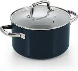 Cook N Home - Classic 6 Qt Ceramic Nonstick Stock Pot with Lid,for Cooking, Canning, Sauce, Ollas para Cocina, Induction - Blue