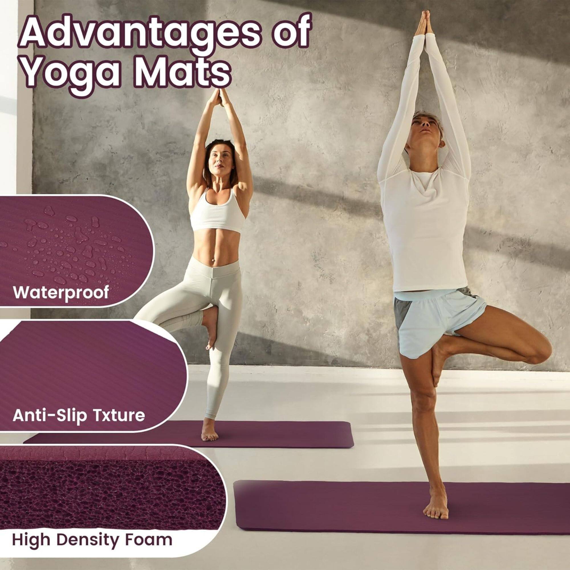 Advantages of Yoga Mats: Waterproof, Anti-Slip Texture, High Density Foam