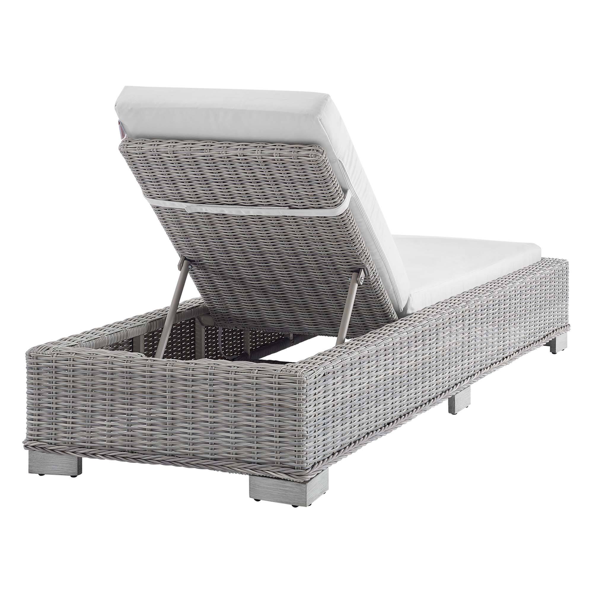 Alt View 2. Modway - Conway Outdoor Patio Wicker Rattan Chaise Lounge - Light Gray White.