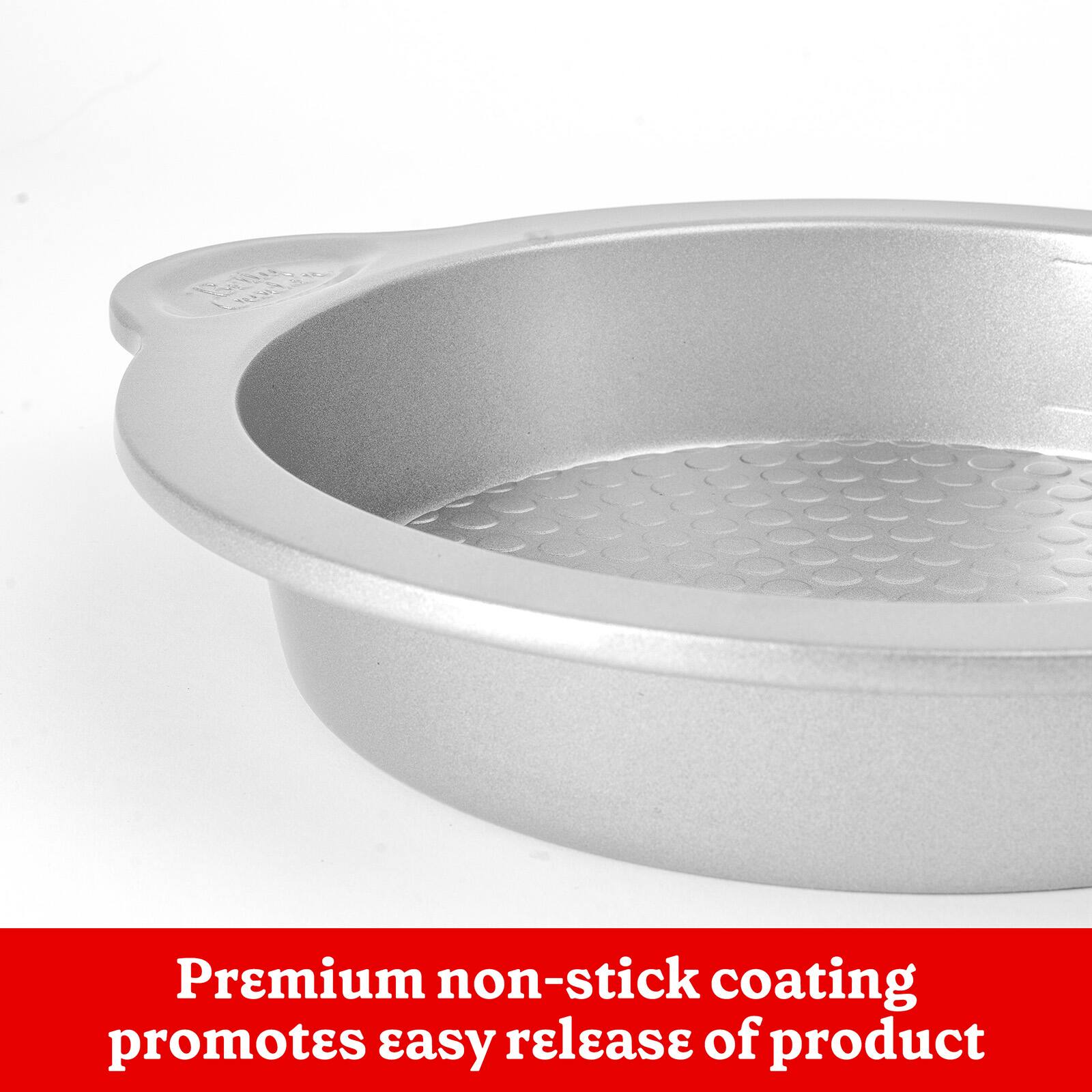 Premium non-stick coating promotes easy release of product
