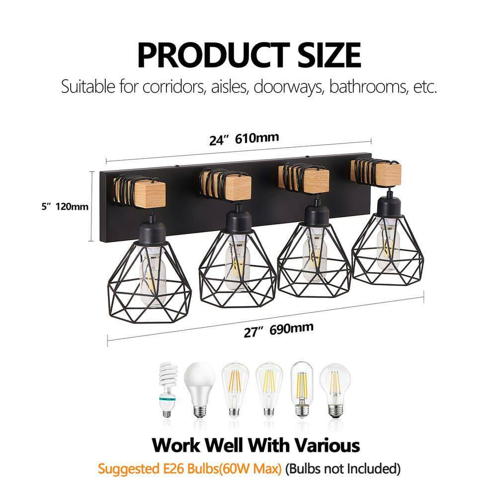 **PRODUCT SIZE**  
Suitable for corridors, aisles, doorways, bathrooms, etc.  

- 24" 610mm  
- 5" 120mm  
- 27" 690mm  

**Work Well With Various**  
Suggested E26 Bulbs (60W Max) (Bulbs not Included)