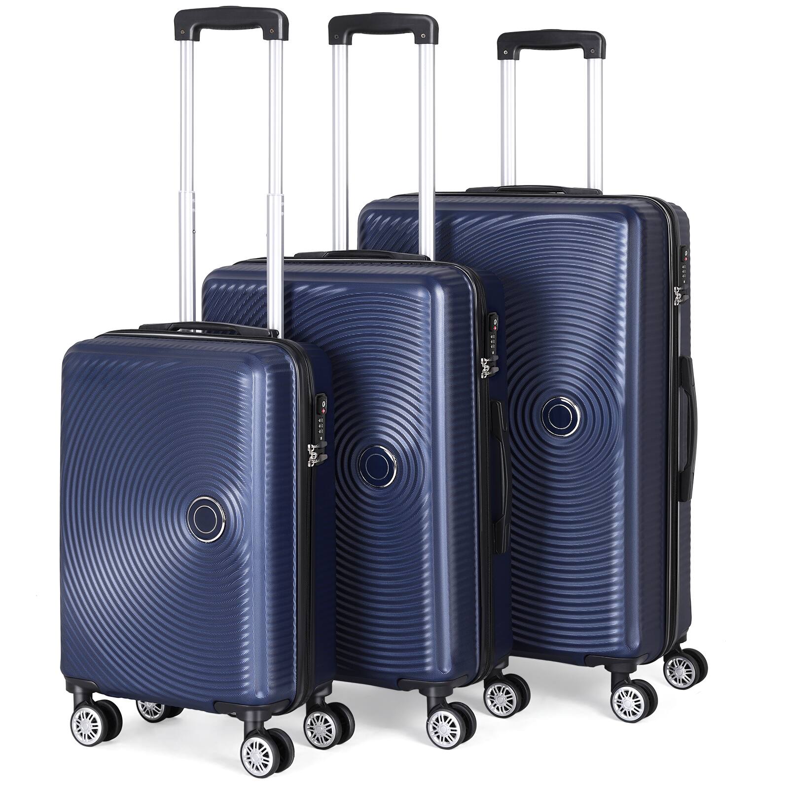 Front. Oumilen - 3-Piece Luggage Set (20/24/28 Inch) with TSA Lock, Durable ABS Hardcase Suitcases - Blue.