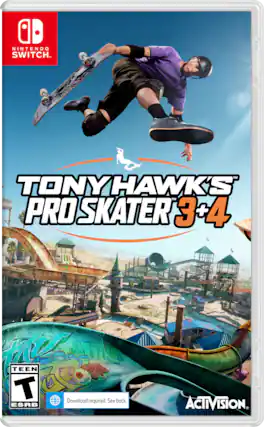 Nintendo Switch. Tony Hawk's Pro Skater 3+4. Teen. Download required. See back. ESRB. Activision. - T (Teen 13+)