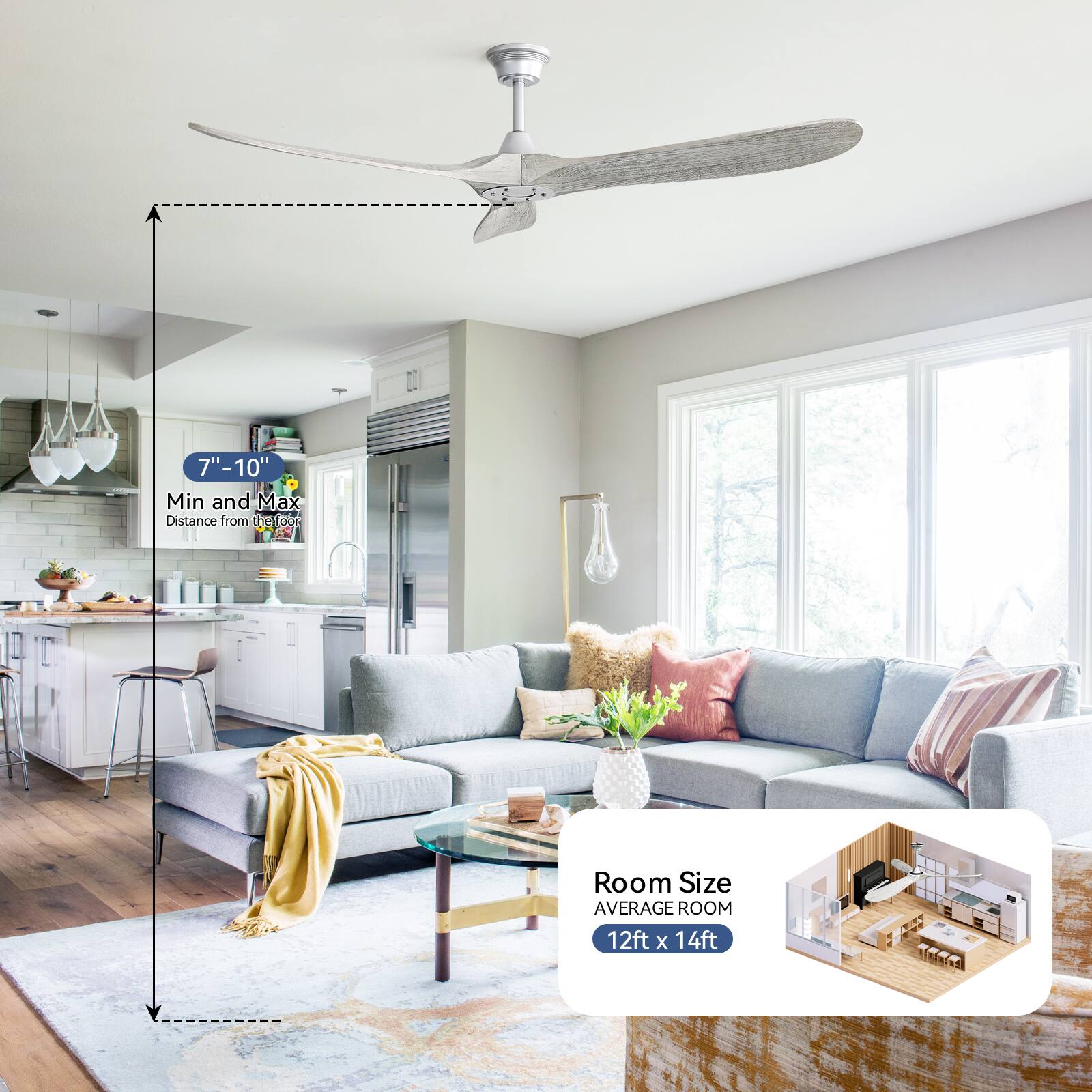 7"-10" Min and Max Distance from the Floor  
Room Size  
AVERAGE ROOM 12ft x 14ft