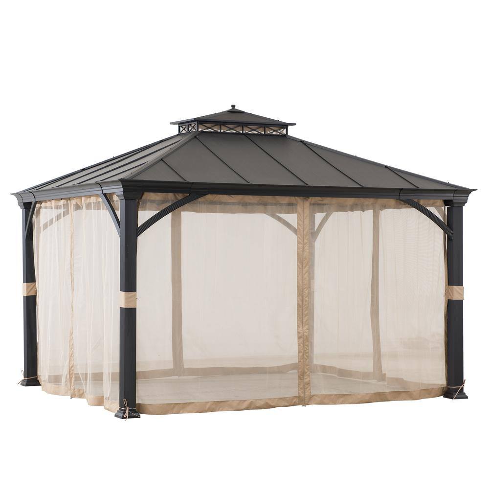 Alt View 2. SUNJOY - Sunjoy Outdoor Patio 11x13 Black 2-Tier Aluminum Backyard Hardtop Gazebo.