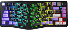 AULA - A75, Alice 75%, Wireless, Ergonomic Gaming Keyboard, RGB, Functional Knob & Joystick, Hot-Swap, 4000mAh Battery - Black/Purple
