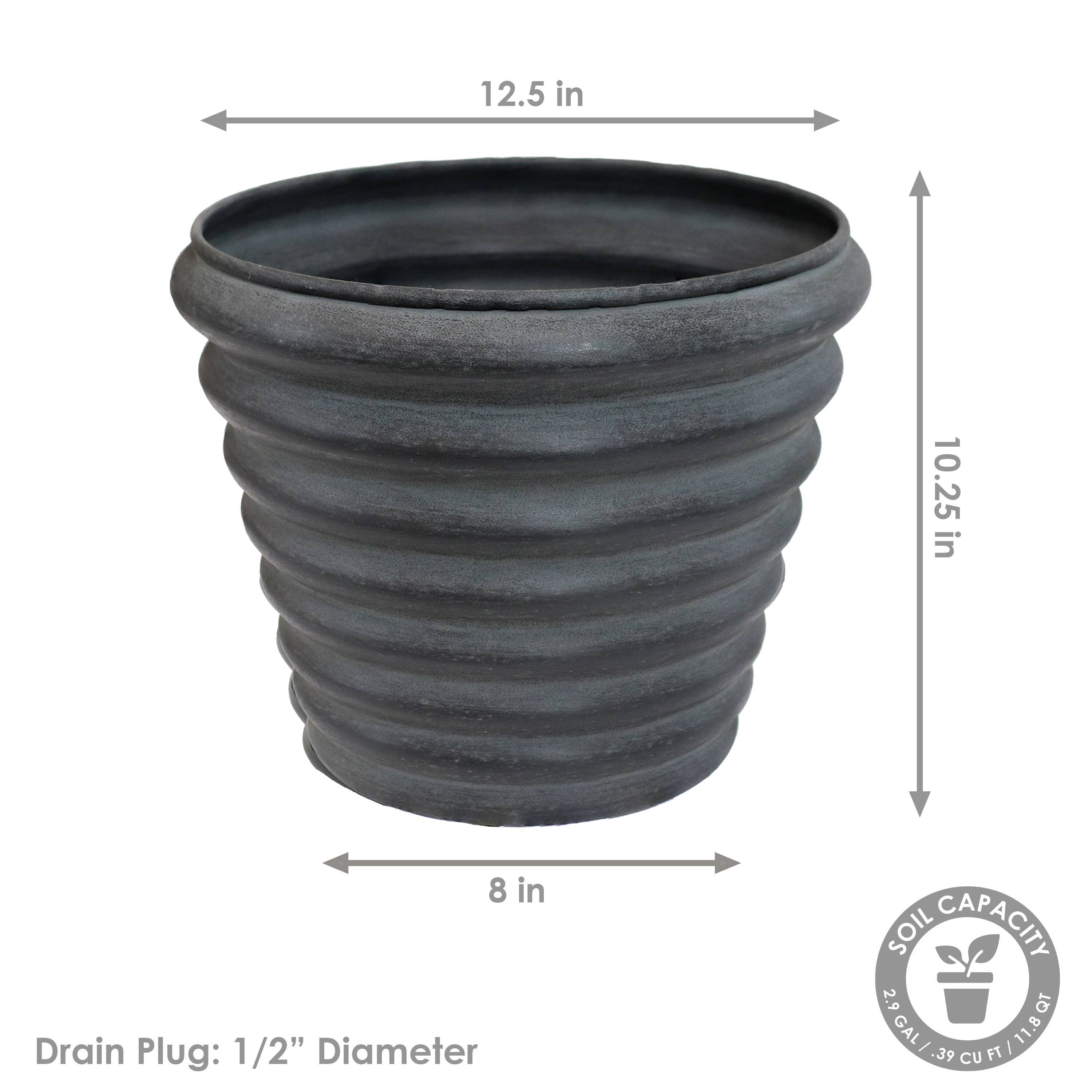 12.5 in  
10.25 in  
8 in  

Drain Plug: 1/2" Diameter  

Soil Capacity: 2.9 GAL / 11.8 QT / 0.39 CU FT