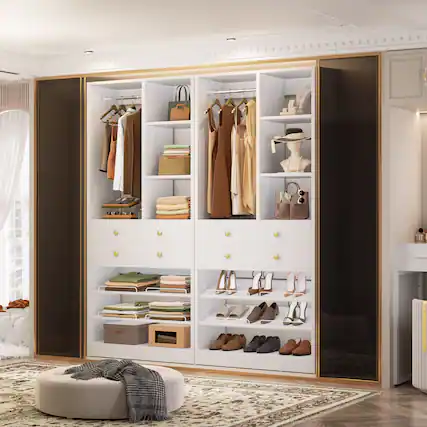 Front. Aheaplus - 55.5" Closet Organizer System (2-Pack) – Free-Standing, 1200+ LBS, Drawers & Shelves for Small Walk-In Closets - White.