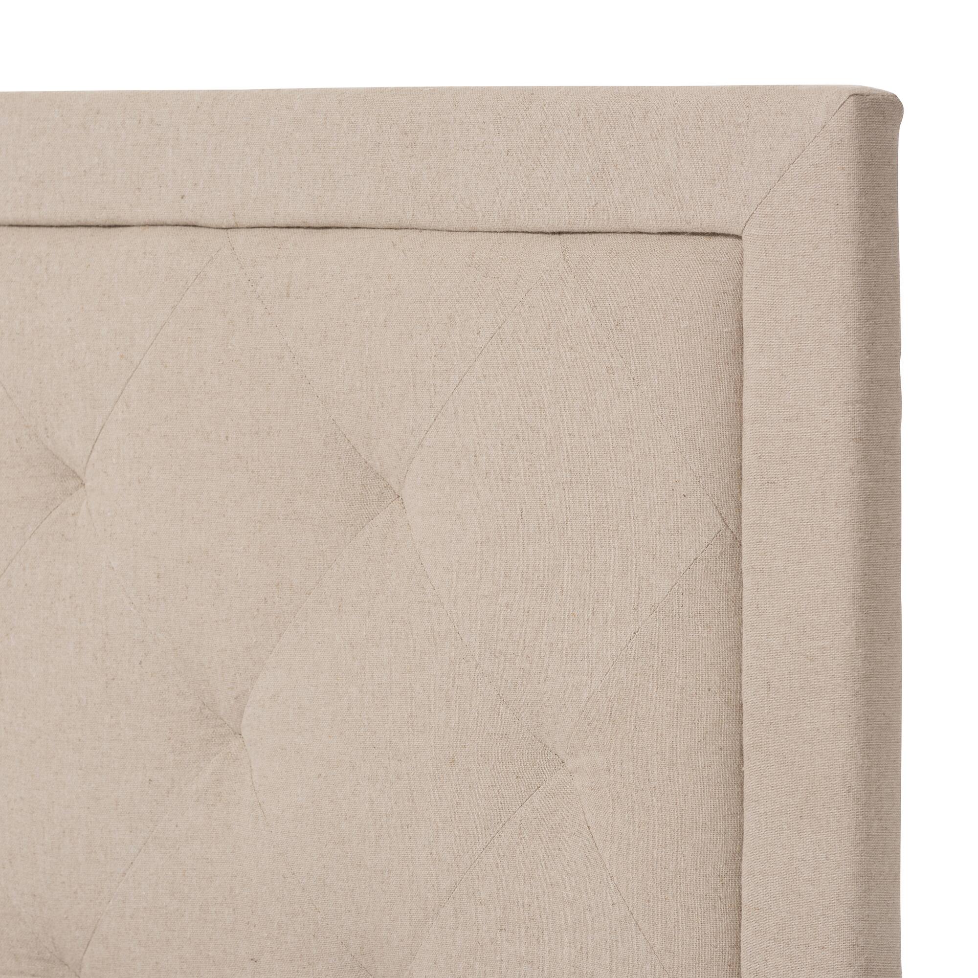 Left. Baxton Studio - Paris Modern and Contemporary Linen Upholstered Twin Size Tufting Bed - Beige.