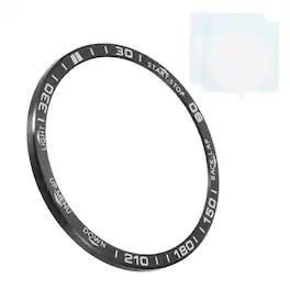 Unique Bargains - 47mm Stainless Steel Bezel Ring Adhesive Bumper Cover Protective Case for Garmin Fenix 8 Amoled - Black/White