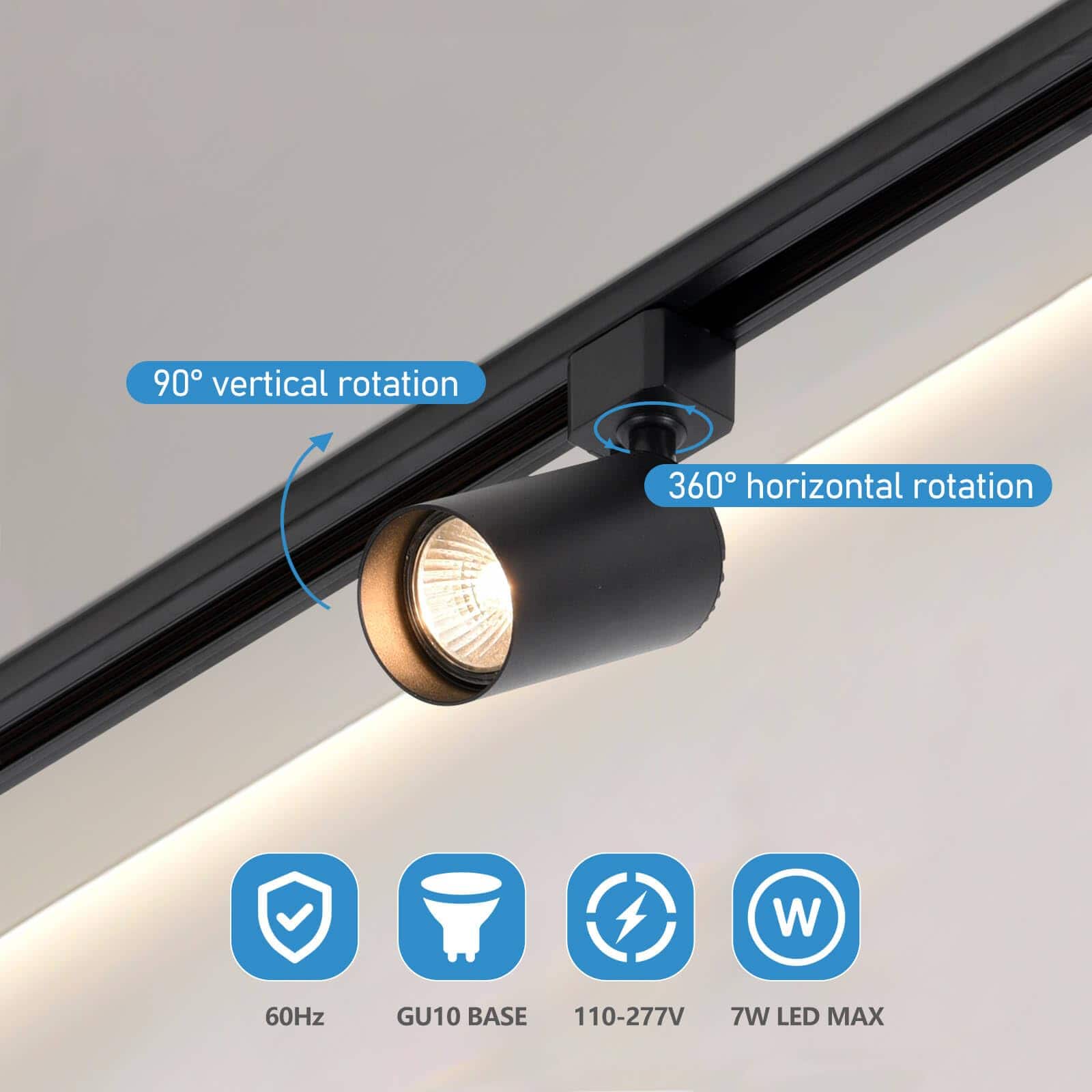 Dazzed Corner 4 Light Plug in Track Lighting with Power Cord, No