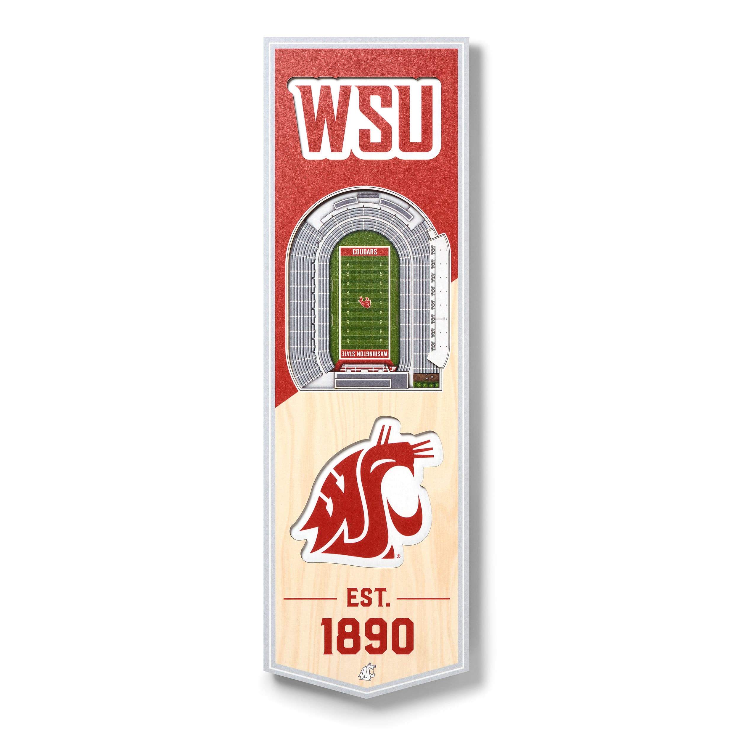 YouTheFan - Washington State Cougars 6'' x 19'' 3D StadiumView Banner - Multicolor price history on PriceWatchPro