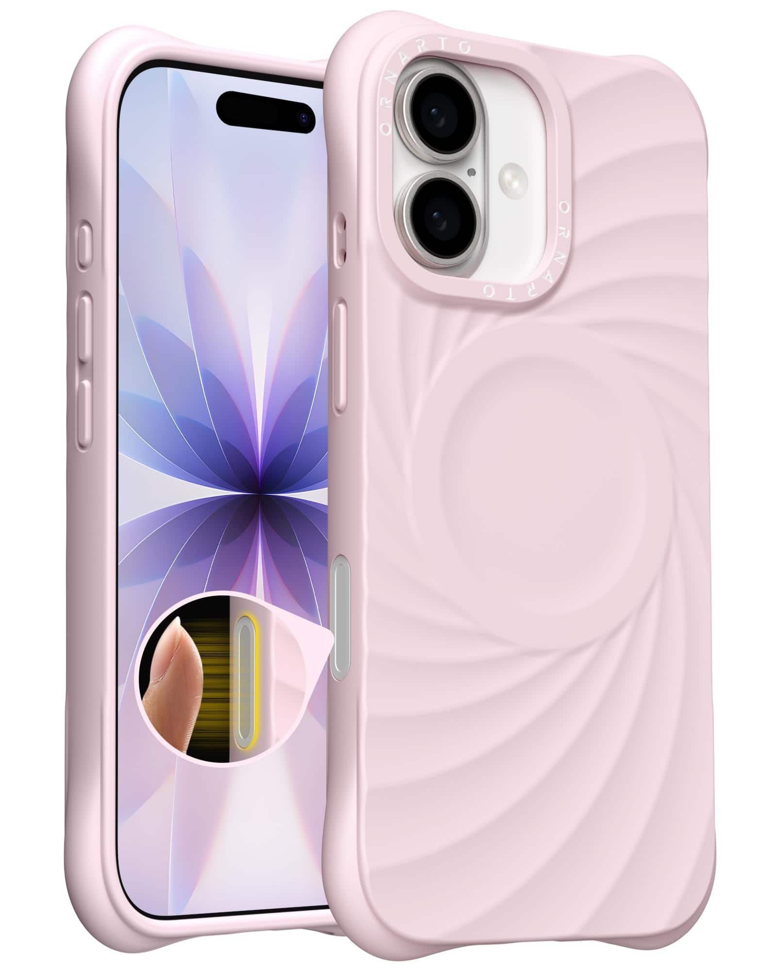 Ornarto - Vortuxe for iPhone 17 Case 6.3",Compatible with MagSafe,Sleek Aesthetic Liquid Silicone Phone Cover - Pink Quartz