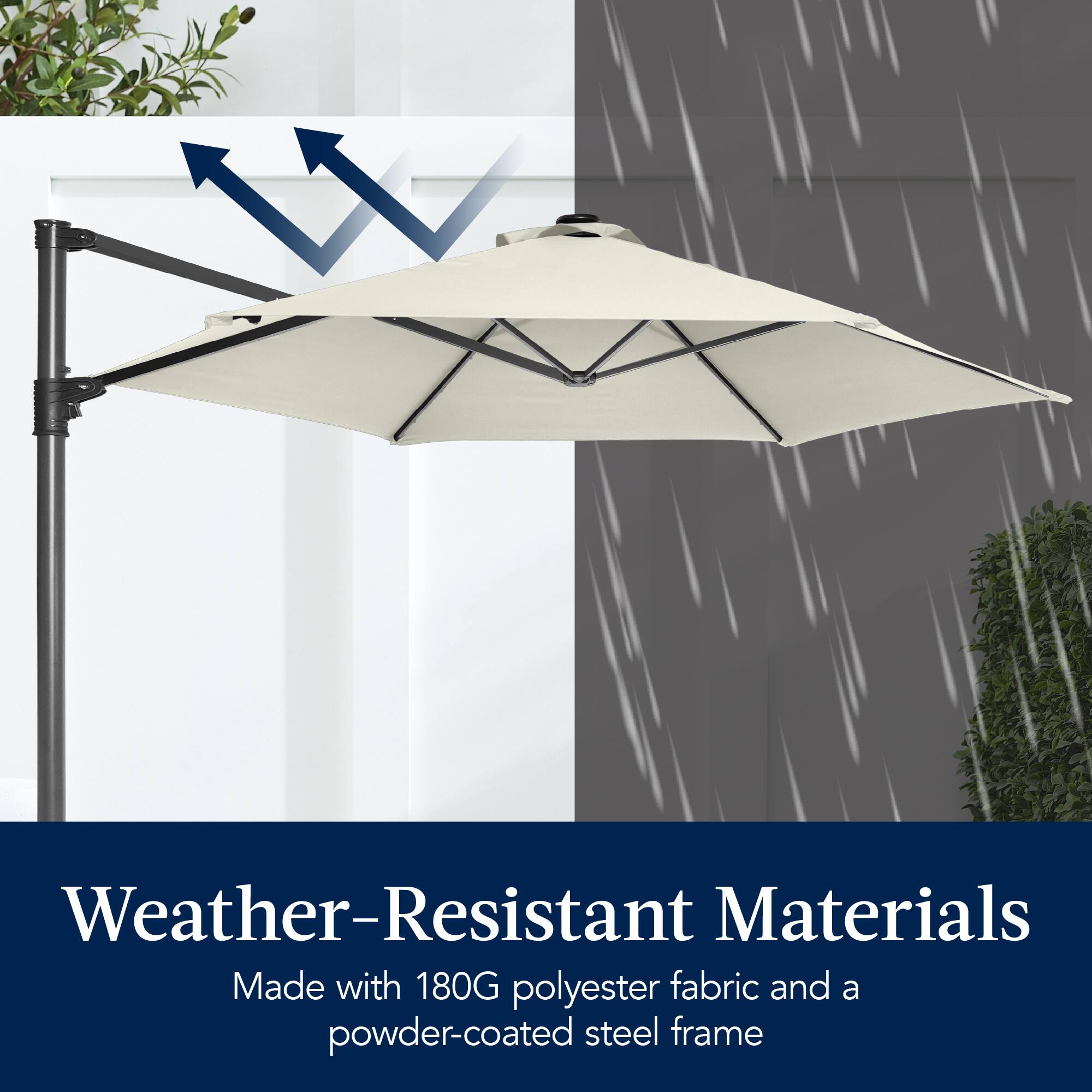 Weather-Resistant Materials  
Made with 180G polyester fabric and a powder-coated steel frame
