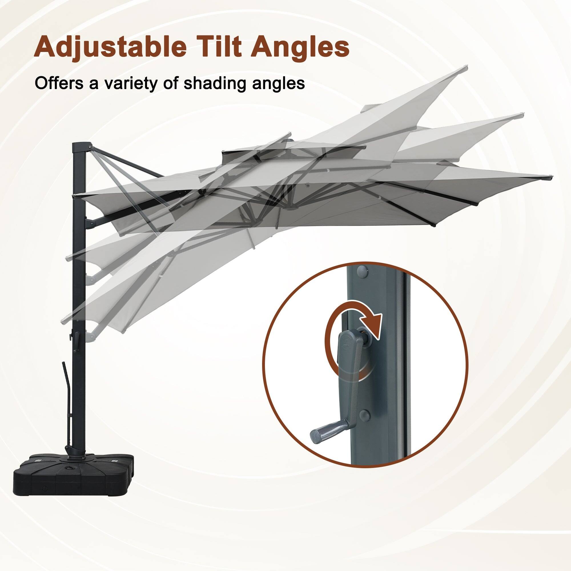 Adjustable Tilt Angles  
Offers a variety of shading angles