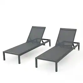 Ecooso - Outdoor Chaise Lounge Chair Set of 2, Aluminum Adjustable, All Weather Use UV Resistant 400lbs Weight Capacity - Gray