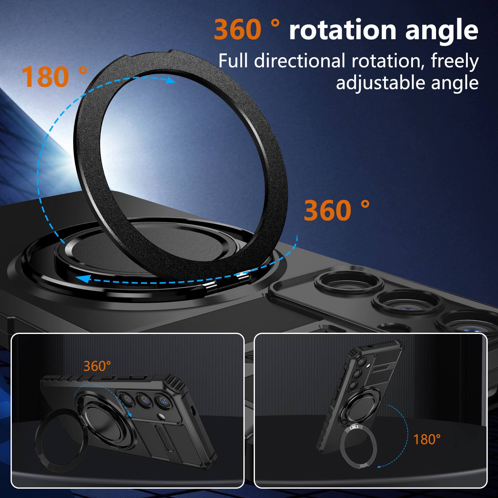 360° rotation angle  
Full directional rotation, freely adjustable angle