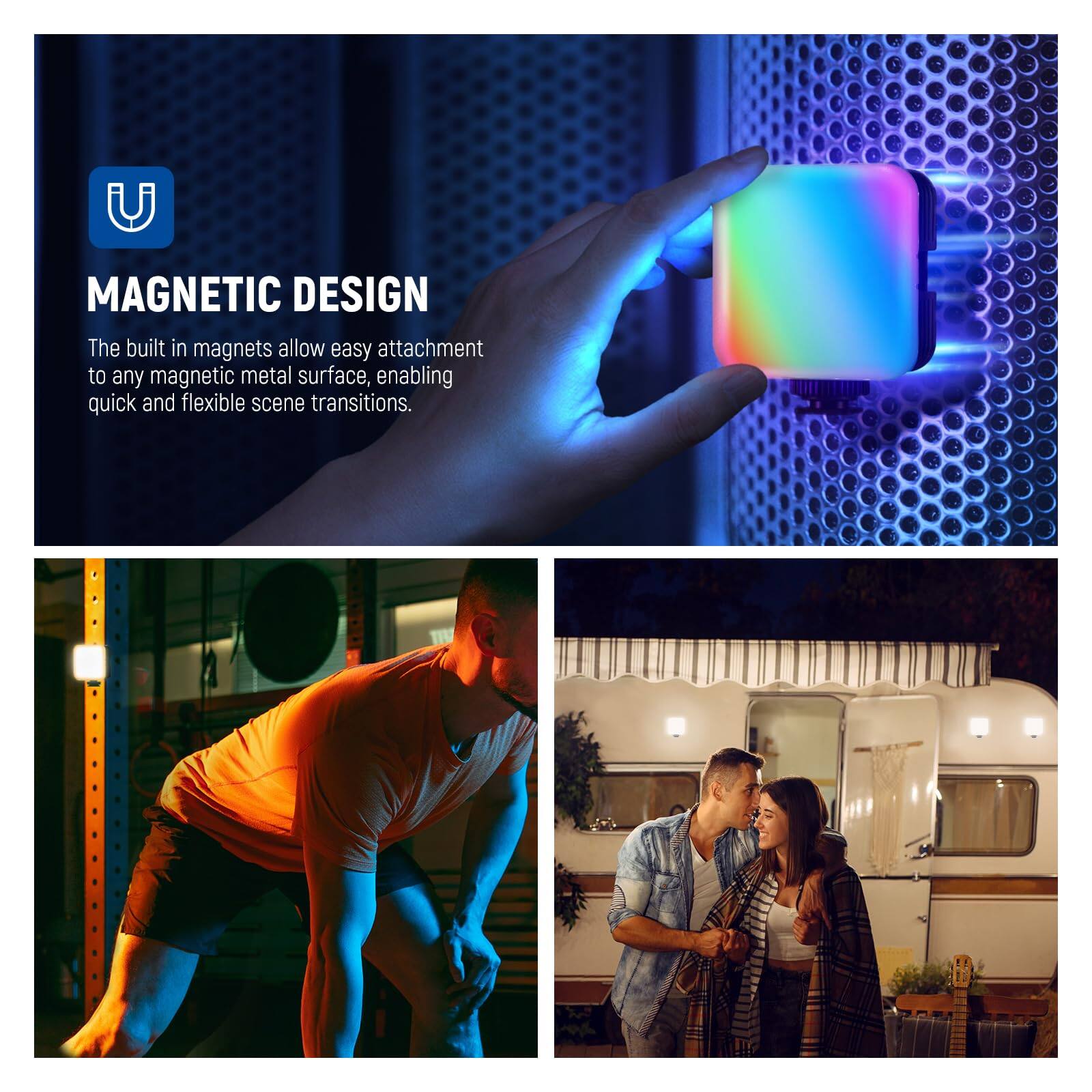 MAGNETIC DESIGN

The built-in magnets allow easy attachment to any magnetic metal surface, enabling quick and flexible scene transitions.