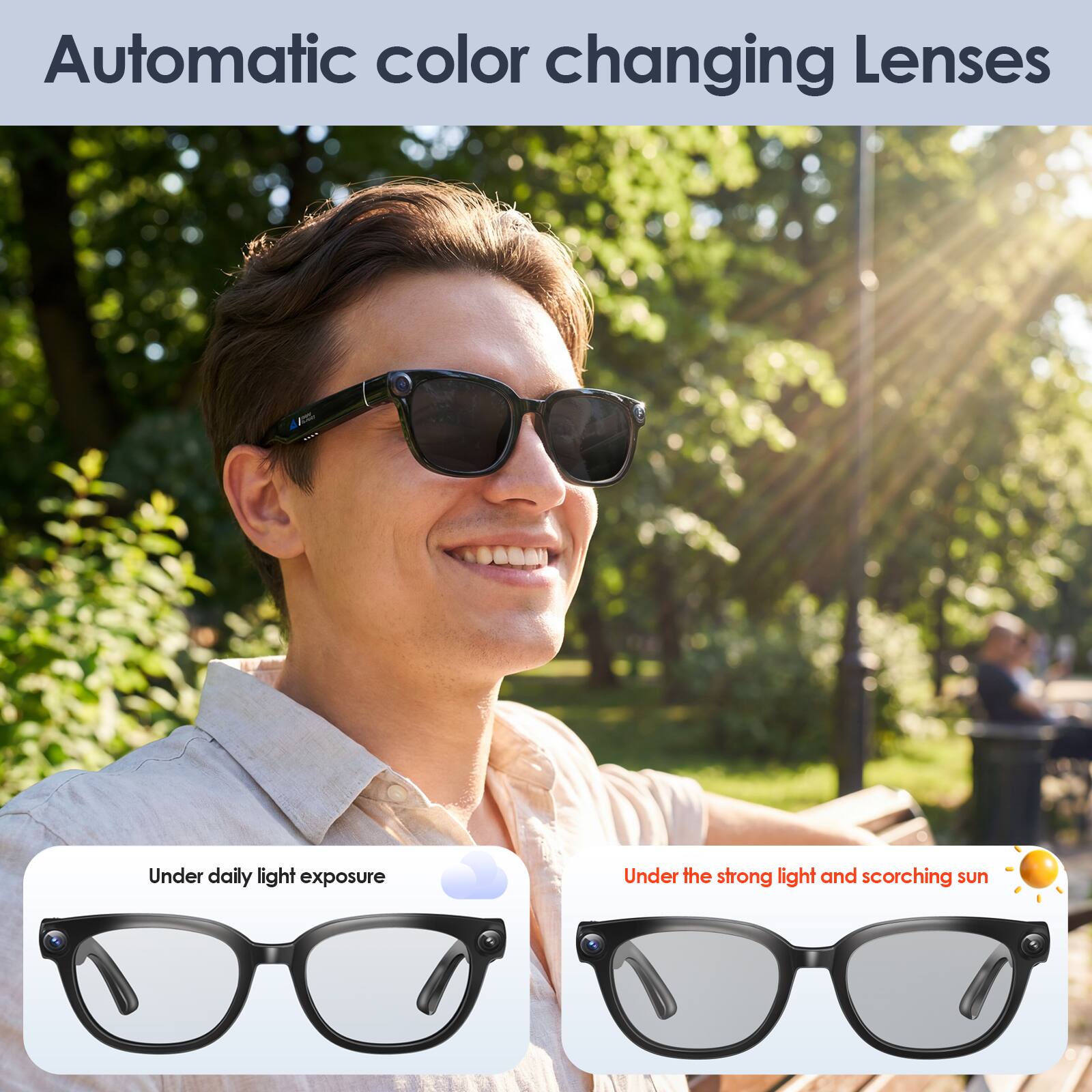 Automatic color changing Lenses

Under daily light exposure

Under the strong light and scorching sun