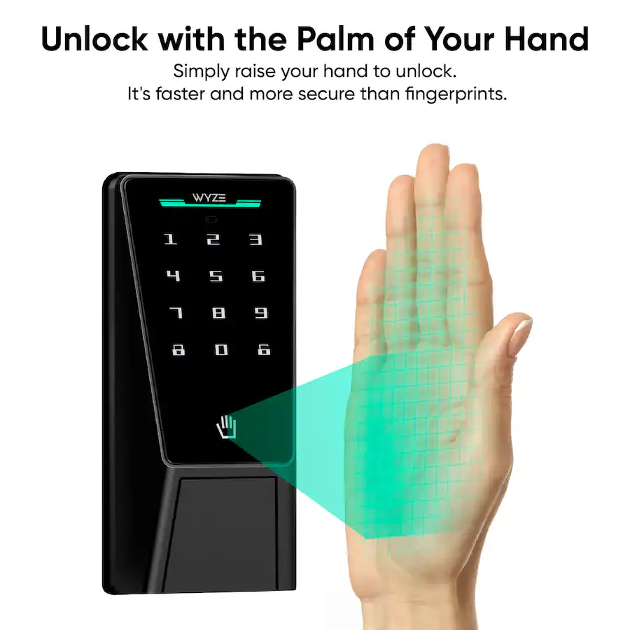 Hand Wave Lock Wyze Palm Lock Smart Door Lock with Palm Vein Recognition, Keypad, Auto ...