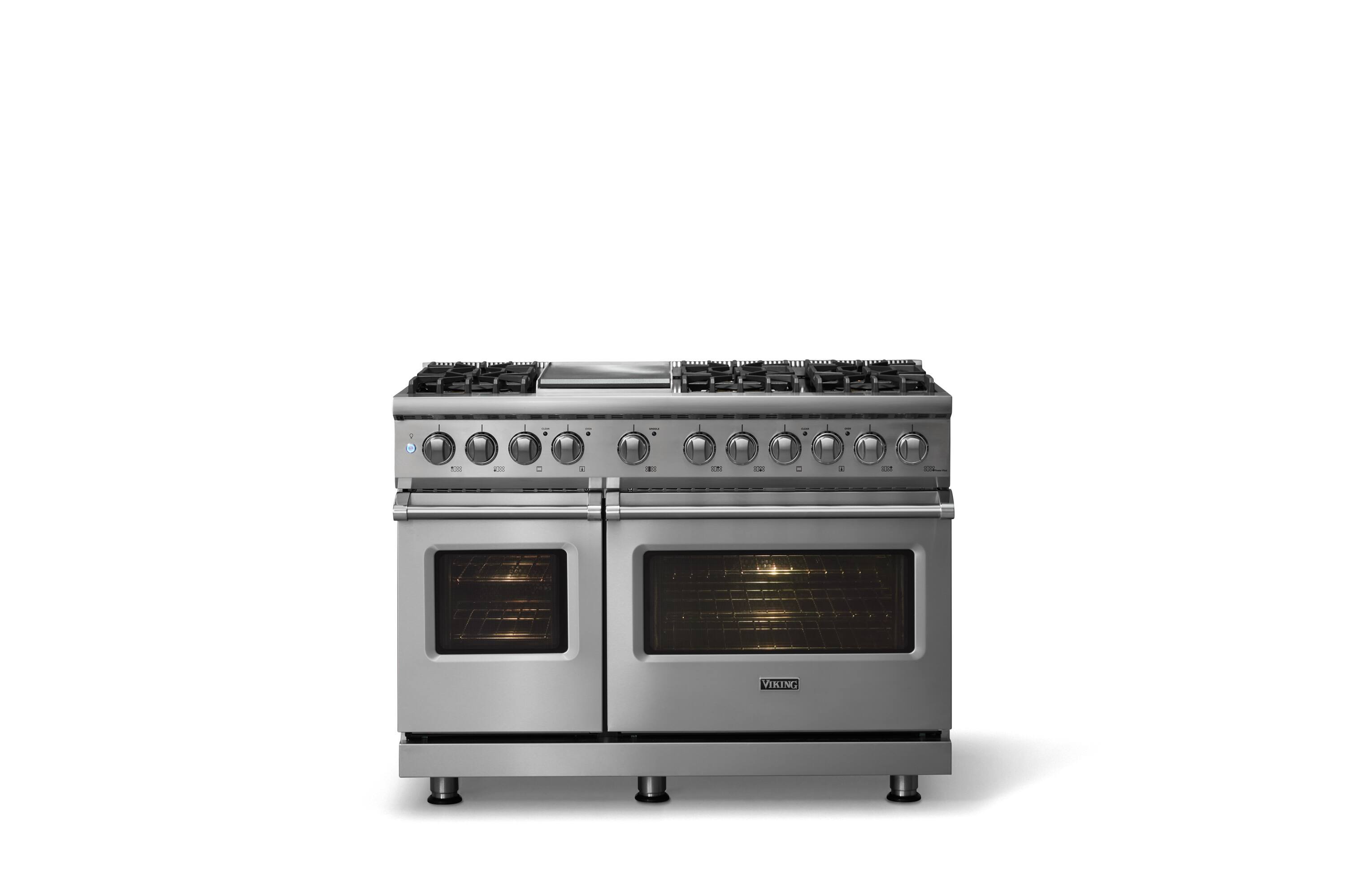 Alt View 1. Viking - 48"W. P5S 7.3 Cu.Ft. Freestanding Self-Clean LP Sealed 6 Burner Dual Fuel Convection Range/Griddle-Stainless Steel - Stainless Steel.