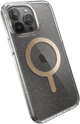 Speck - Presidio Lux with Gold MagSafe Glitter Case - iPhone 16 Pro Max - Clear/Gold Glitter