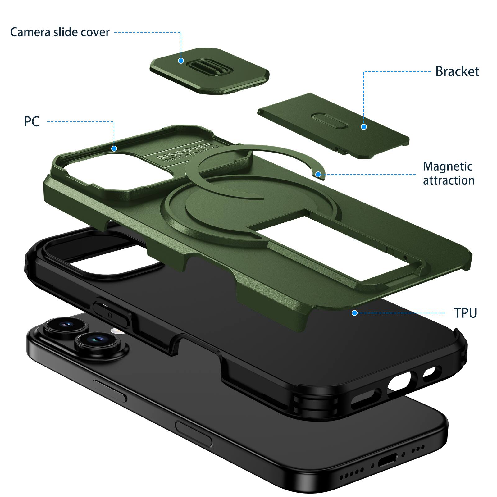 Camera slide cover  
Bracket  
PC  
DISCOVER T0  
Magnetic attraction  
TPU