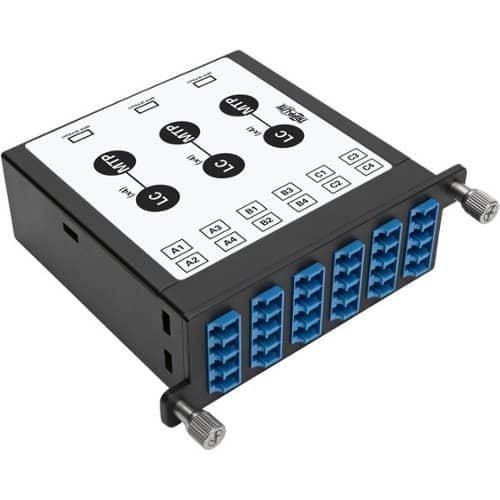 Eaton Tripp Lite Series 40/100Gb Singlemode Fiber Breakout Cassette, 40Gb to 4 x 10Gb, 100Gb to 4 x 25Gb, (x3) 8-Fiber - Unknown