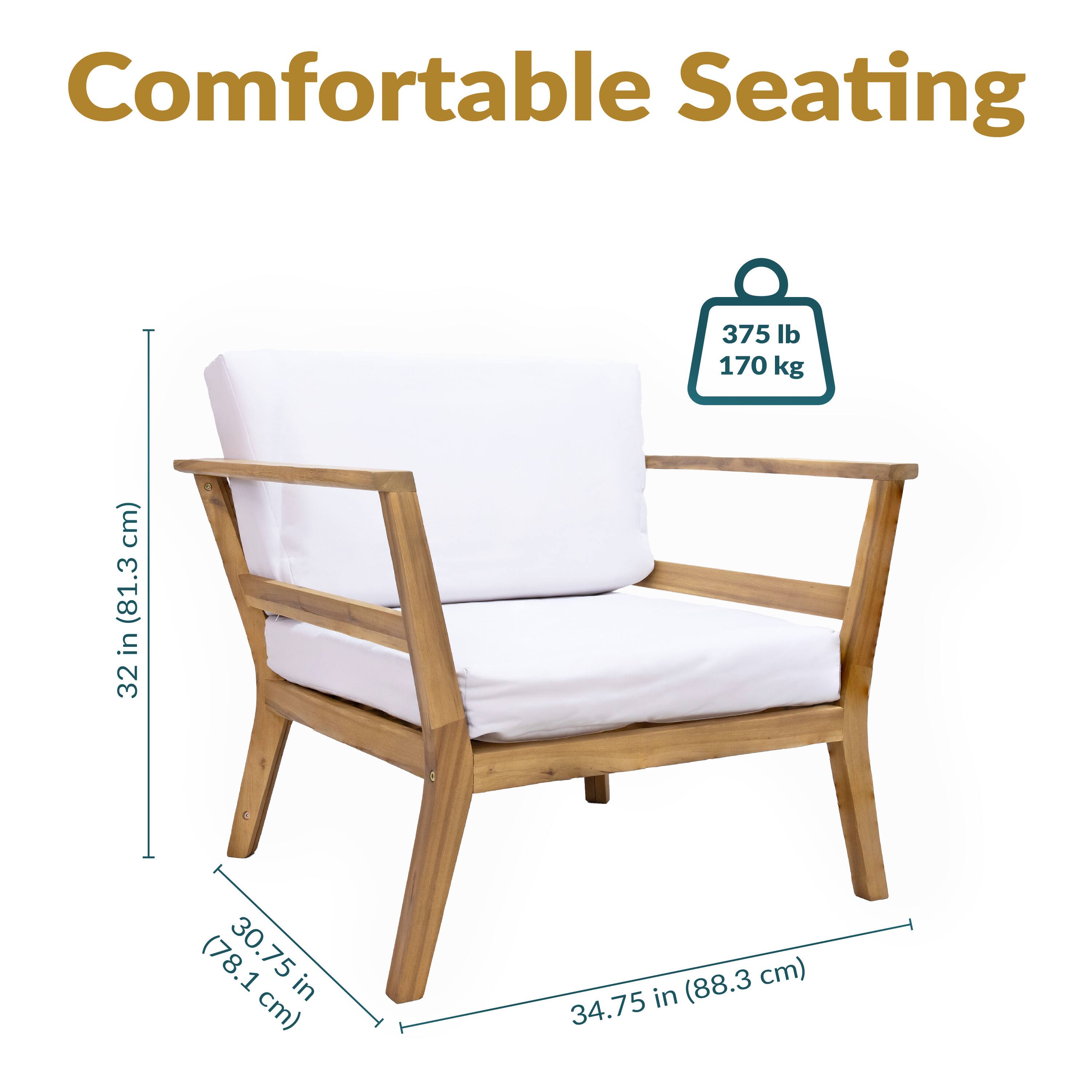 Comfortable Seating

375 lb (170 kg)

32 in (81.3 cm)

34.75 in (88.3 cm)

30.75 in (78.1 cm)