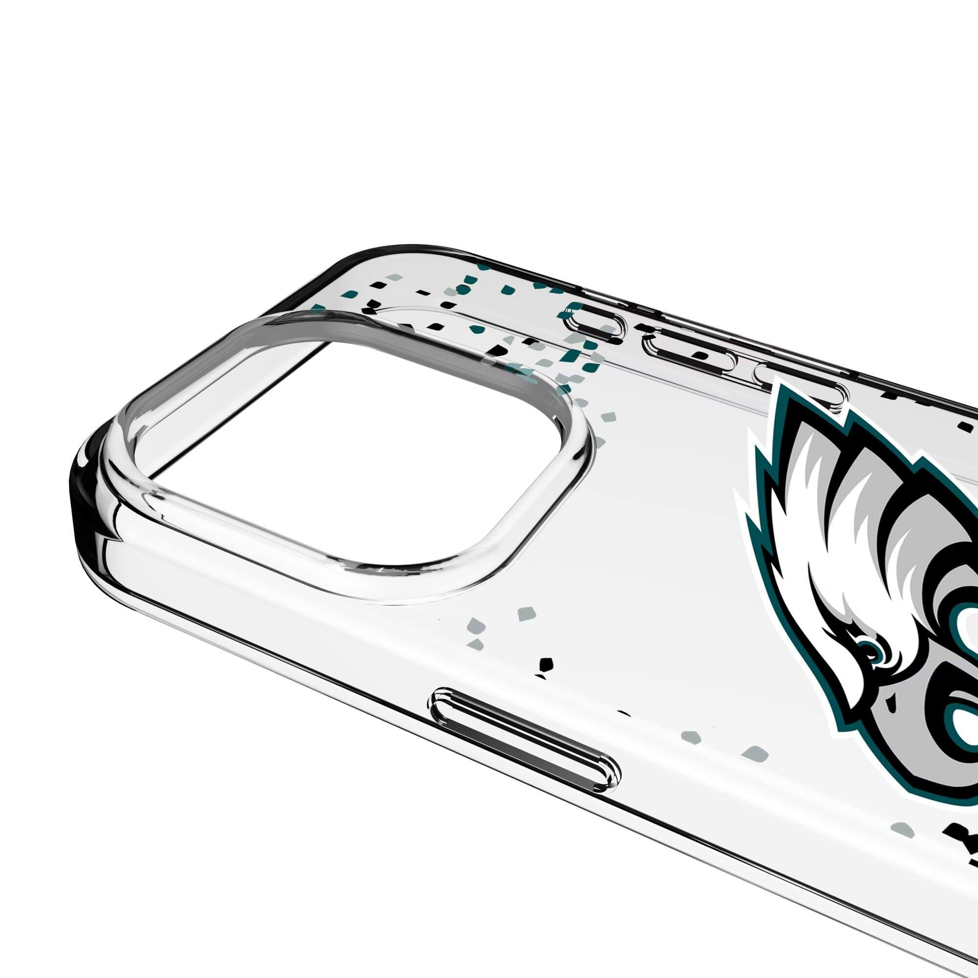 Alt View 2. Keyscaper - Philadelphia Eagles iPhone Clear Case with Confetti Design - 15 - Multicolor.