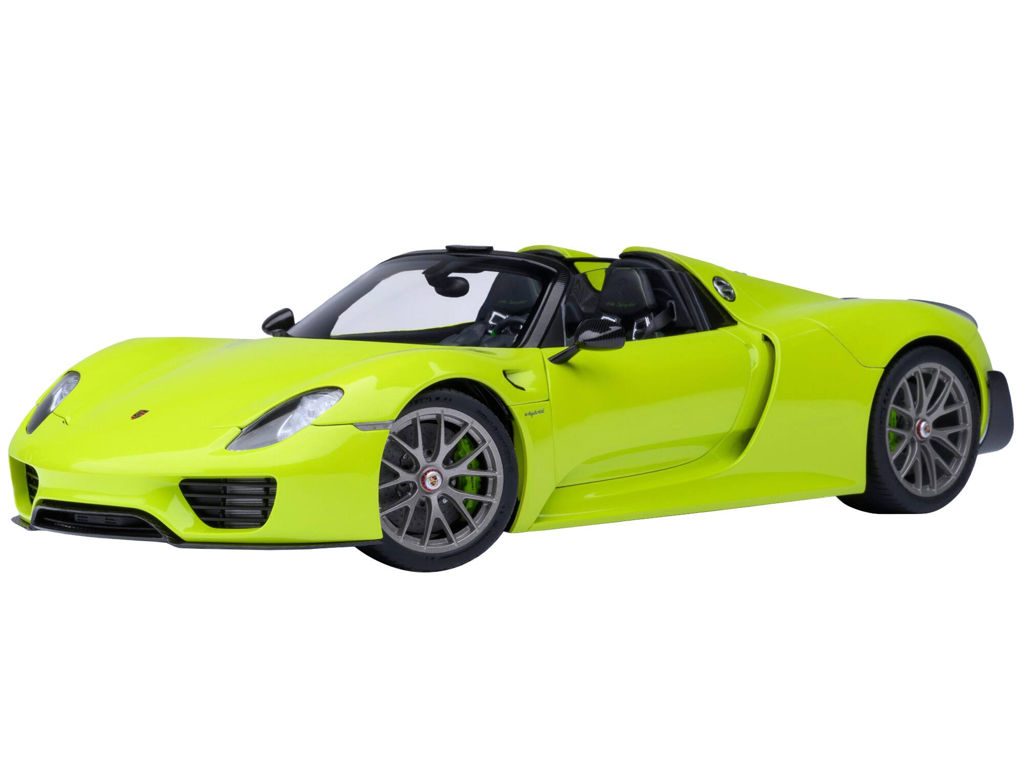Alt View 1. Autoart - Porsche 918 Spyder "Weissach Package" Acid Green 1/18 Model Car by Autoart.