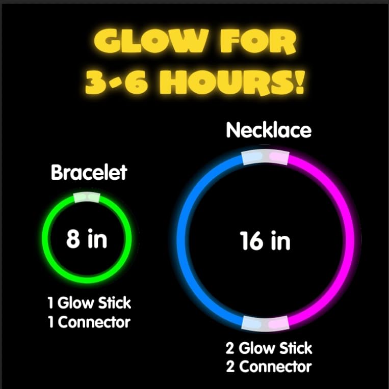 Joyfy - 200 Pcs Glow Sticks Bulk (8 Inch), Neon Party Favors Pack with Connectors for Birthday, Easter, Football Decor - Multi-colored price history on PriceWatchPro