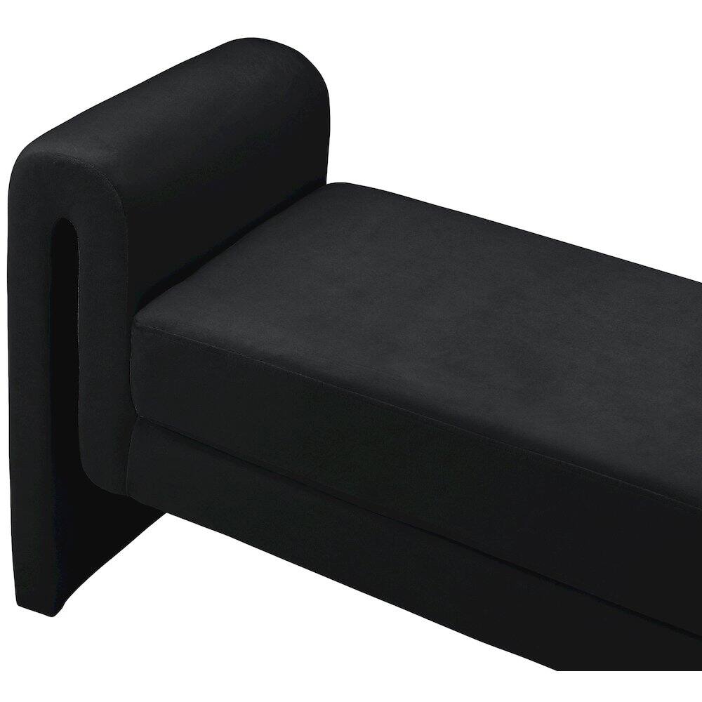 Alt View 4. Meridian Furniture - Sloan Black Velvet Bench - Black.